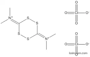 Molecular Structure of 105526-64-5 (Methanaminium, N,N'-1,2,4,5-tetrathiane-3,6-diylidenebis[N-methyl-,diperchlorate)